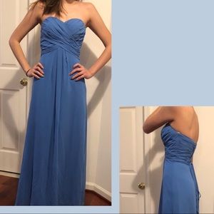 Blue Strapless Prom Dress